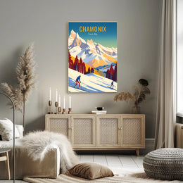 Chamonix Ski Adventure Vintage Travel Poster