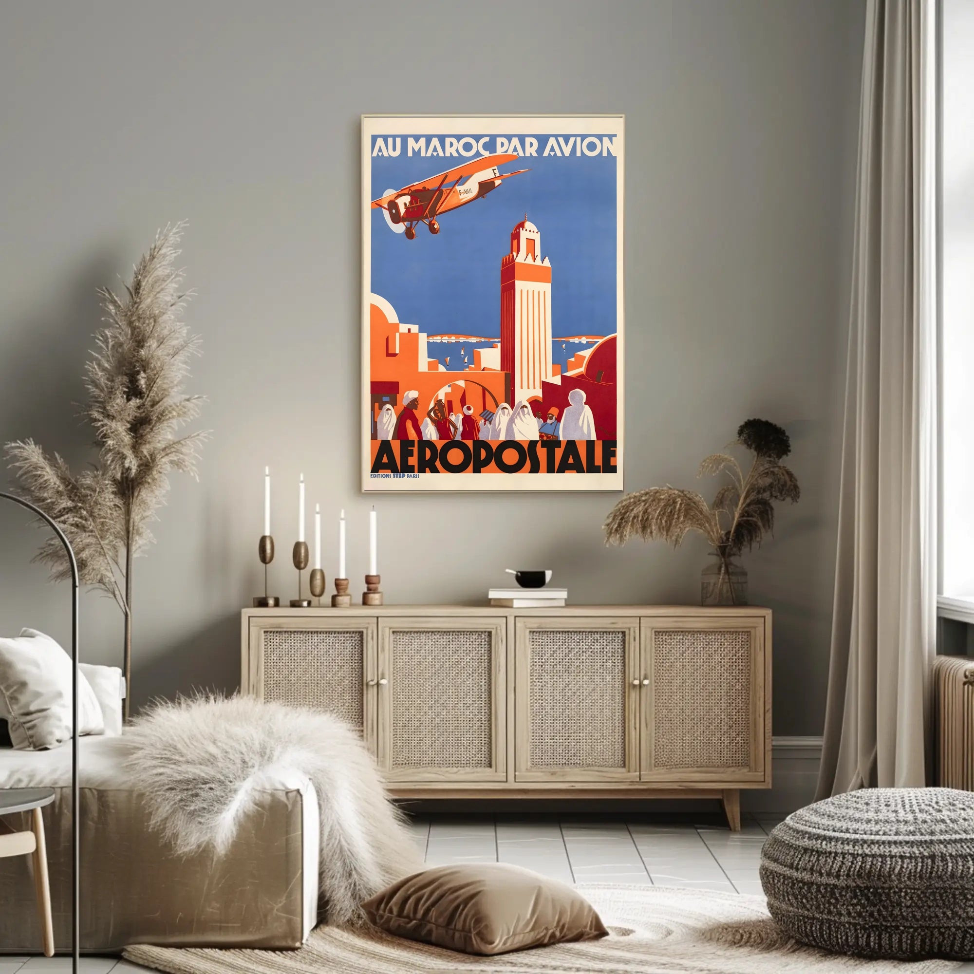 Vintage Moroccan Air Travel Promotion Travel Poster