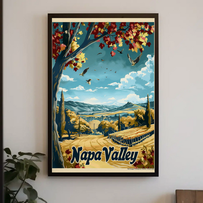 Napa Valley Fall Vineyard Landscape Travel Poster