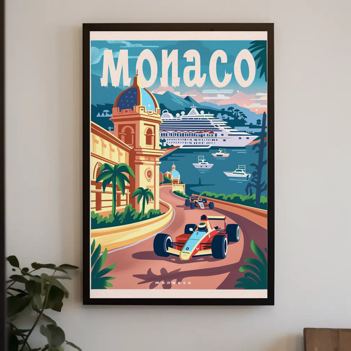 Monaco Grand Prix Coastline Drive Travel Poster