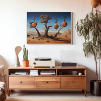 Surreal Desert Clockscape: Abstract or Artistic Poster