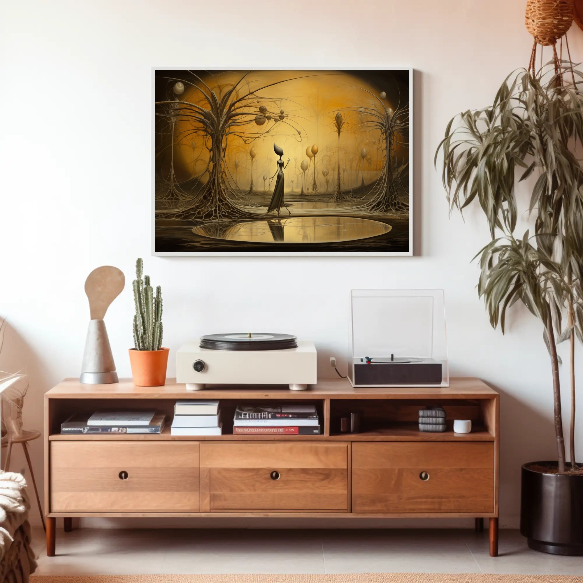 Surreal Dreamscape with Ethereal Figure: Fantasy Poster
