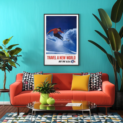 Colorado - Skiing in Aspen Vintage Travel Poster