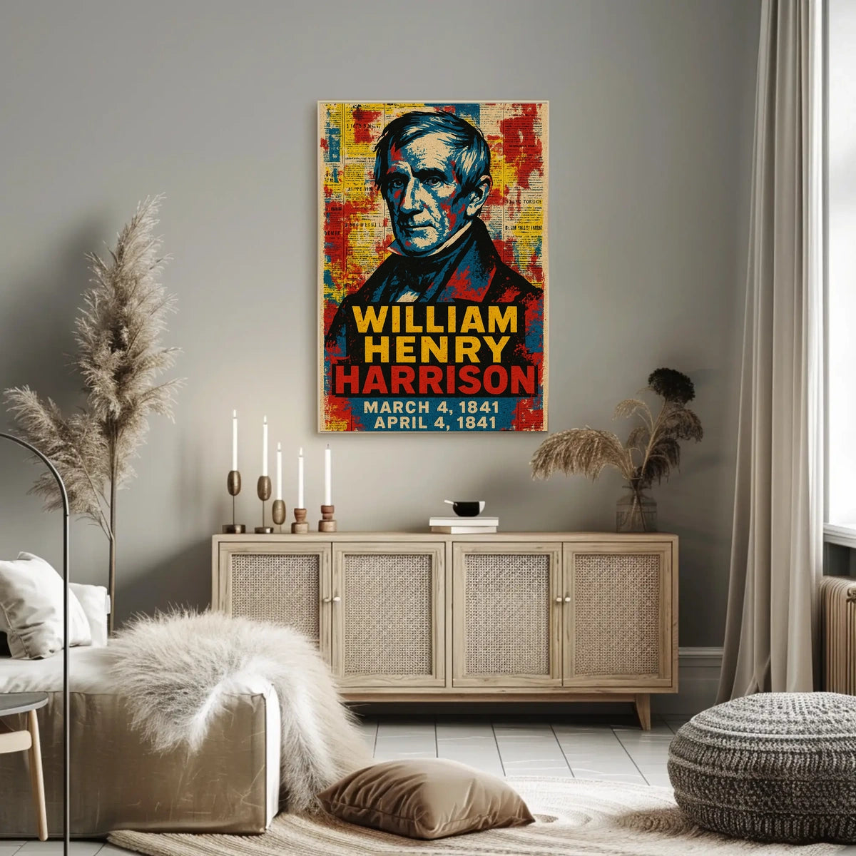 William Henry Harrison 9th President of the United States Street Art Mashup Poster