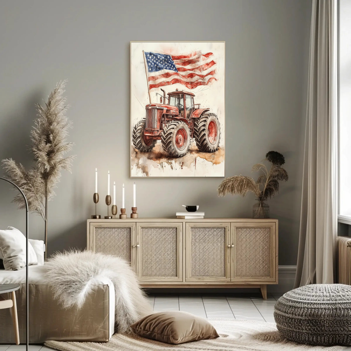 old fashioned farm tractor Poster