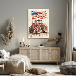 old fashioned farm tractor Poster