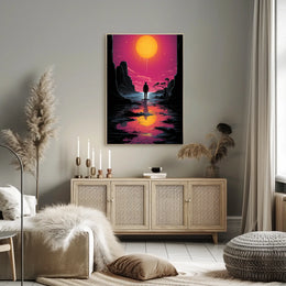 Vivid Sunset Dramatic Silhouette Art Poster - Artistic Poster