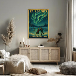 Fairbanks Aurora Christmas Landscape Art Print Poster