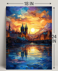 Enchanted Cityscape At Sunset Poster