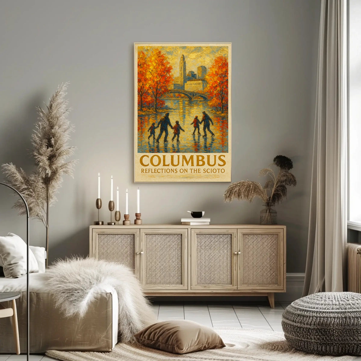 Columbus Reflections On The Scioto Poster