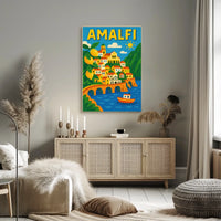 Amalfi Coast Illustration Poster