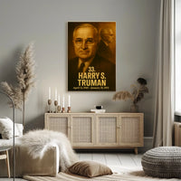 Harry S Truman Vintage Analog Film Aesthetic Poster Presidential Portrait Wall Art Historical Print