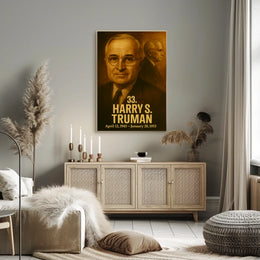 Harry S Truman Vintage Analog Film Aesthetic Poster Presidential Portrait Wall Art Historical Print