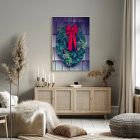 Festive Green Wreath Photorealistic Christmas Decoration Poster