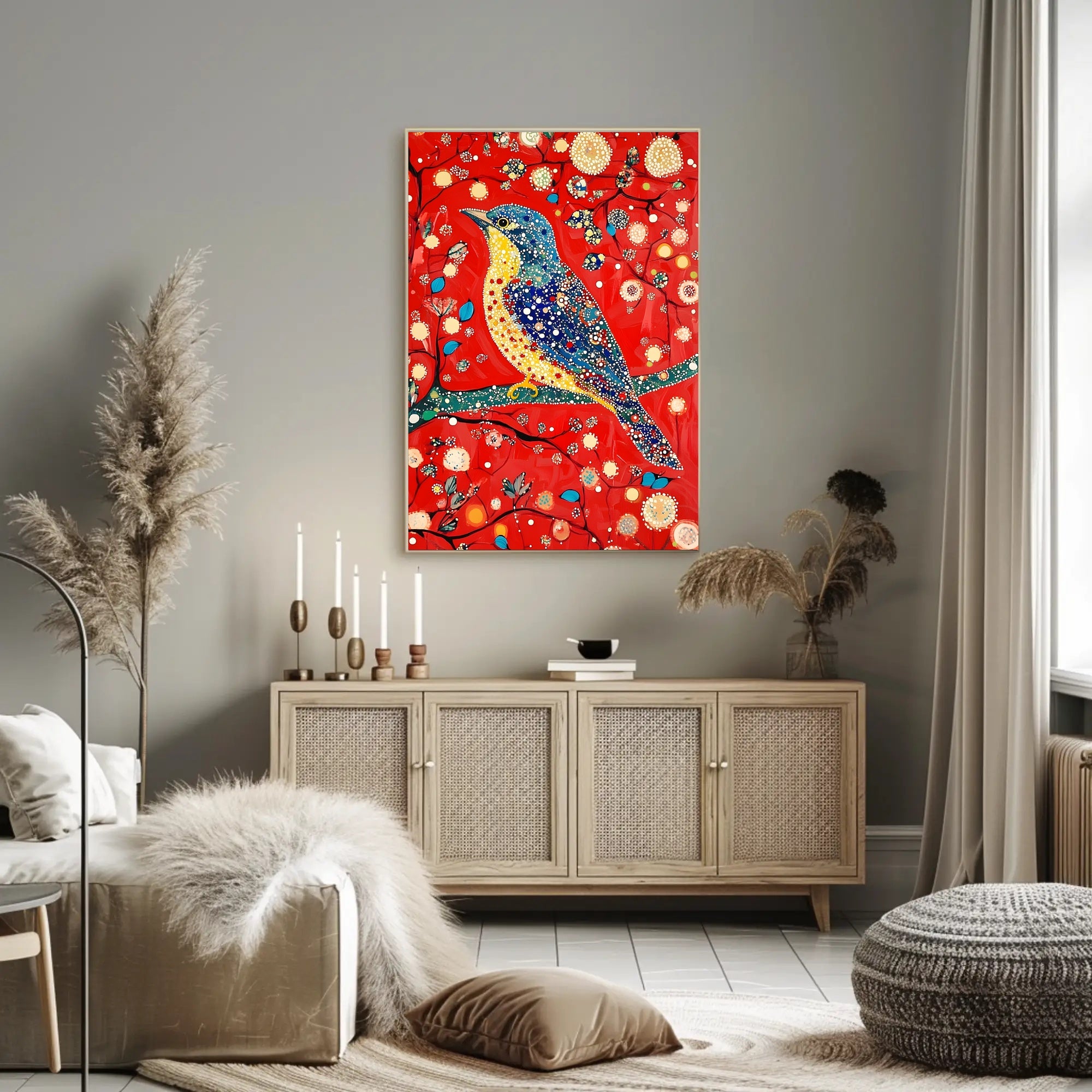 Vibrant Bird Poster Dotted Wonderland Art Print