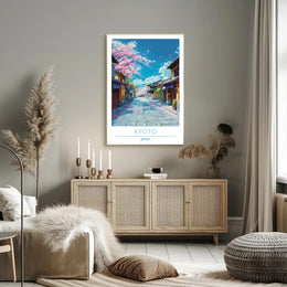 Kyoto Cherry Blossom Street Scene Travel Poster