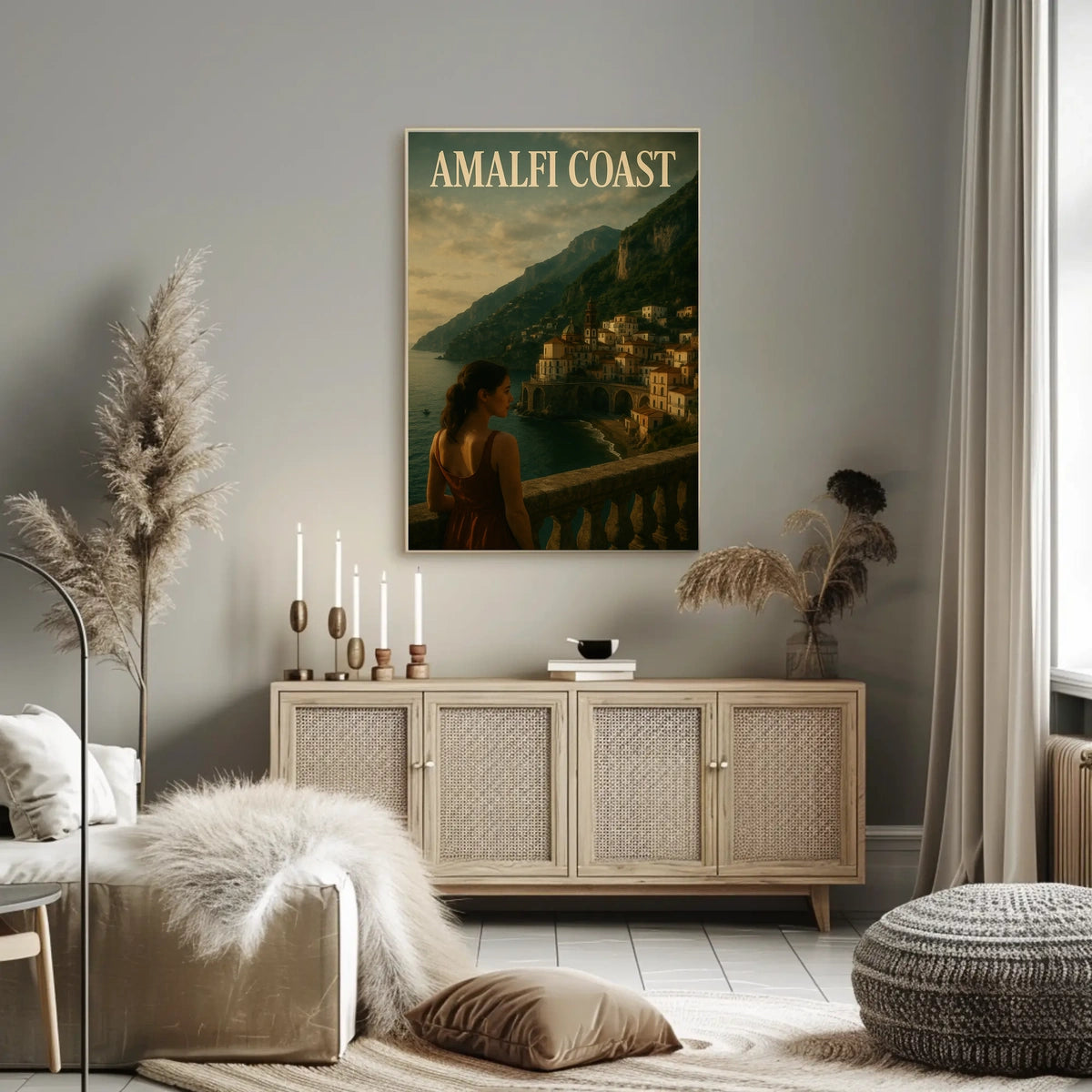 Amalfi Coast Poster Wall Art Coastal Decor 18x24 Premium