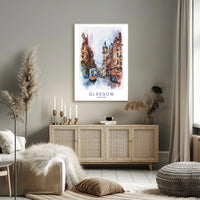 Glasgow Street Scene Vibrant Urban Cityscape Poster PosterGoat