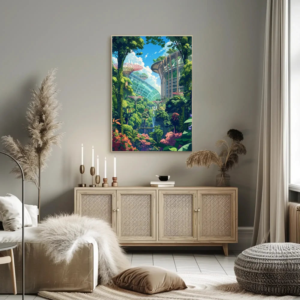 Futuristic Garden Cityscape Poster: Nature Meets Innovation