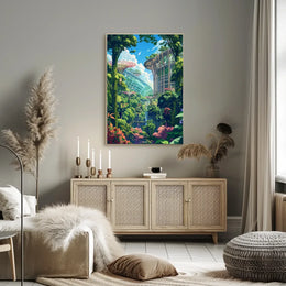Futuristic Garden Cityscape Poster: Nature Meets Innovation