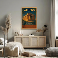 Athens Parthenon Vintage Illustration Cultural or Heritage Poster
