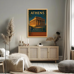 Athens Parthenon Vintage Illustration Cultural or Heritage Poster