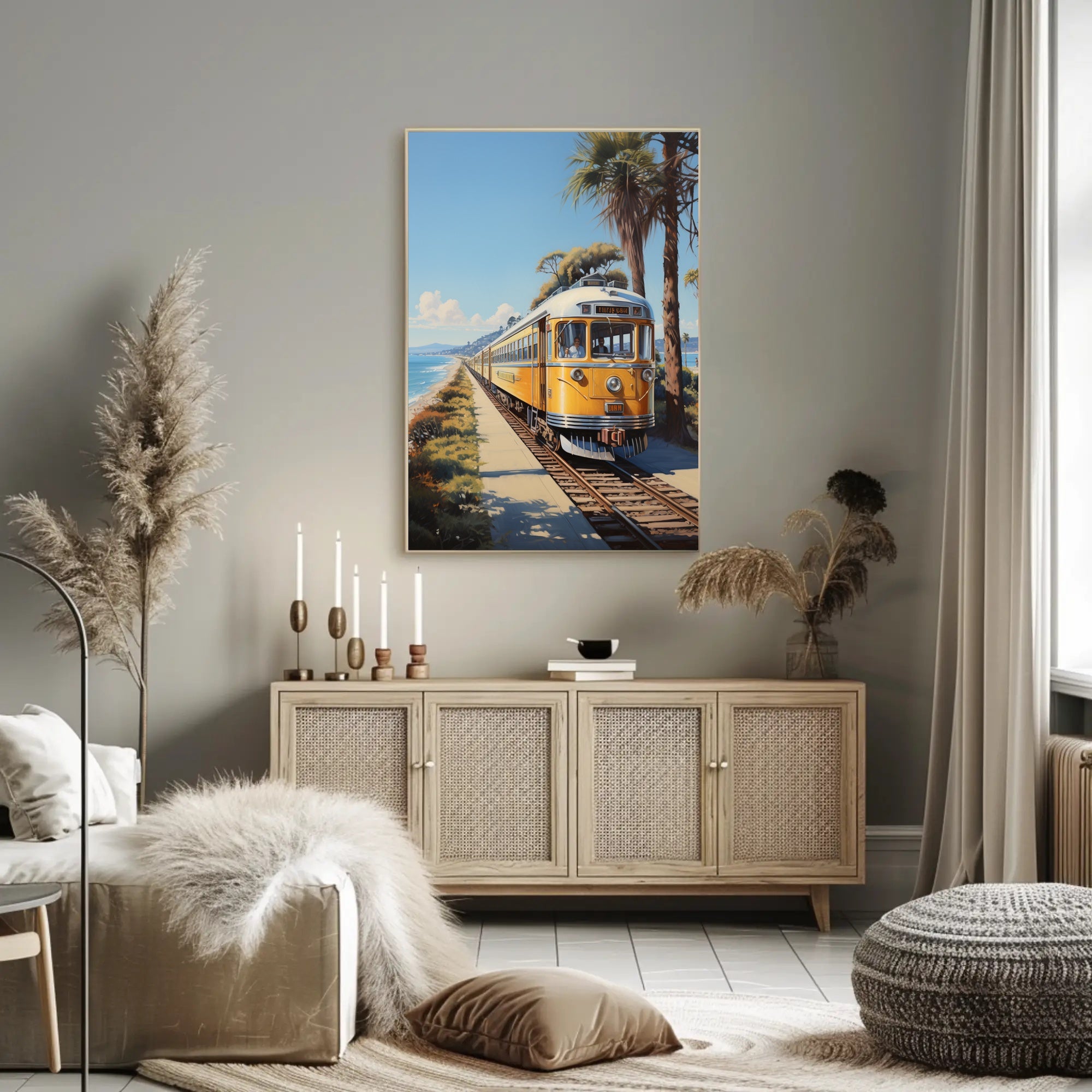 Coastal Train Journey Poster