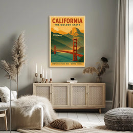 California Golden State Vintage Travel Poster