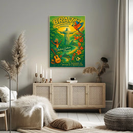 Brazil's Iconic Landmarks and Culture Travel Poster
