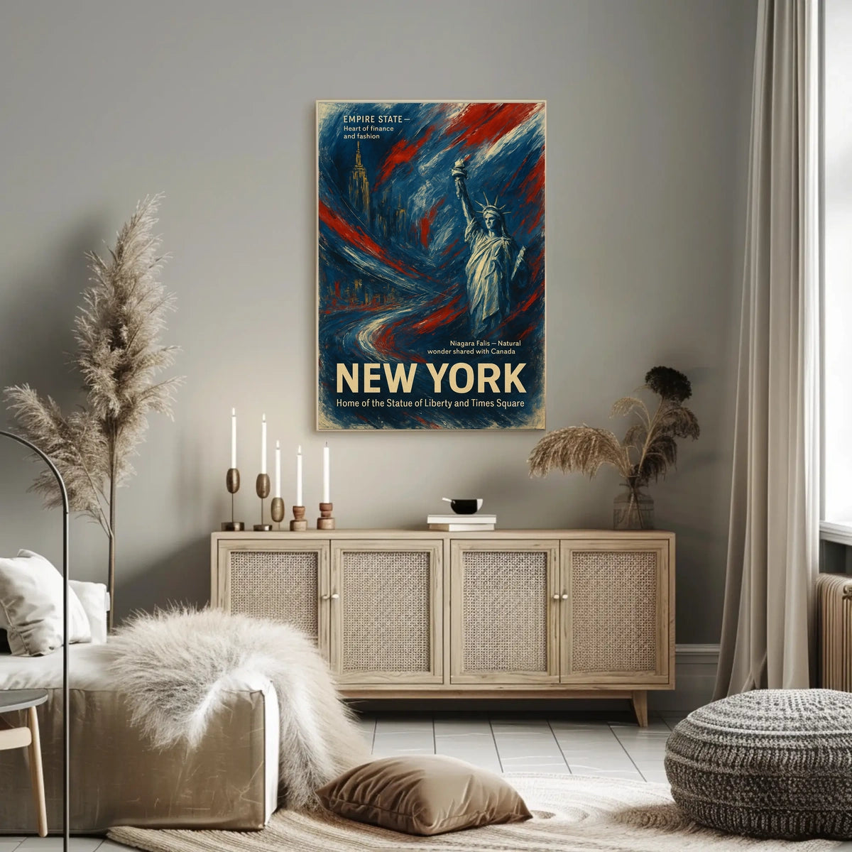 New York Empire State Skyline Poster Modern Wall Art