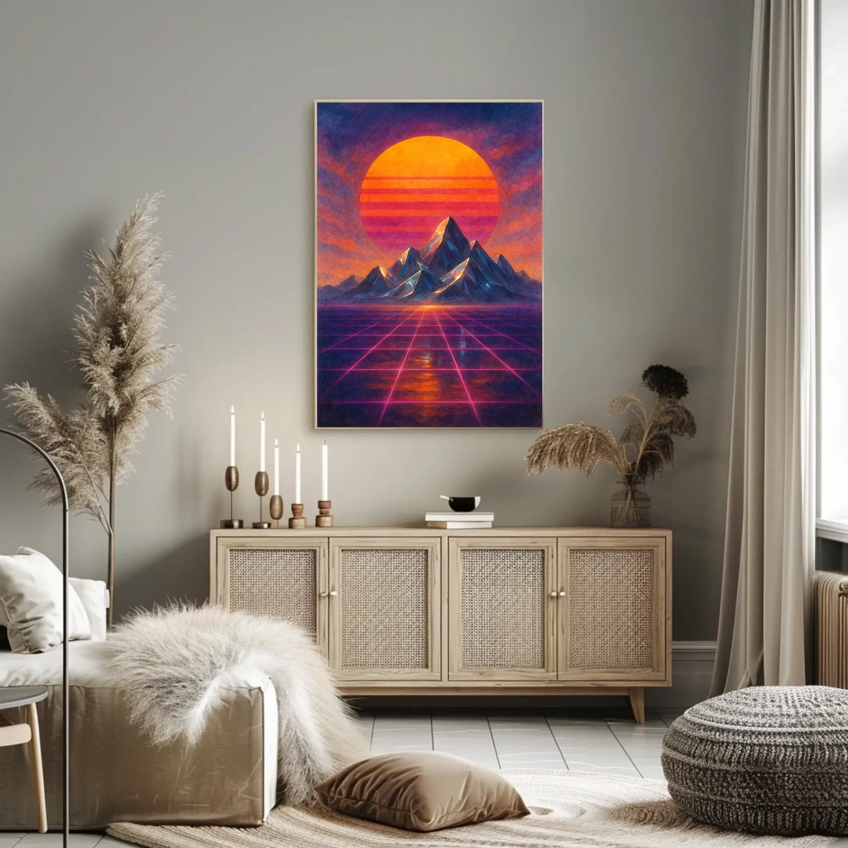 Retro-Futuristic Surreal Landscape Art Poster - Futuristic Sci-Fi Poster