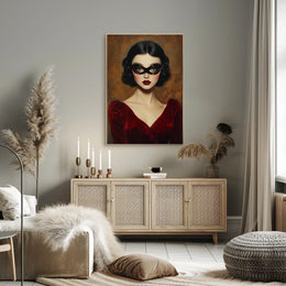 Woman in Red Dress Vintage Elegant Mysterious Poster