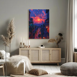 Enchanted Evening in the City Art Poster Print for Home Decor PosterGoat