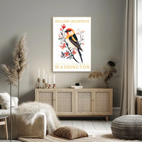 Willow Goldfinch Art Poster: Washington's Vibrant State Bird