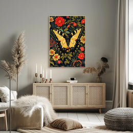 Butterfly and Floral Symphony Art Poster