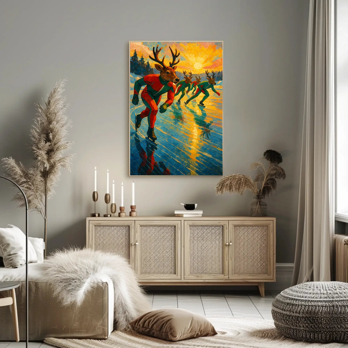 Reindeer Speed Skating on Surreal Frozen Lake