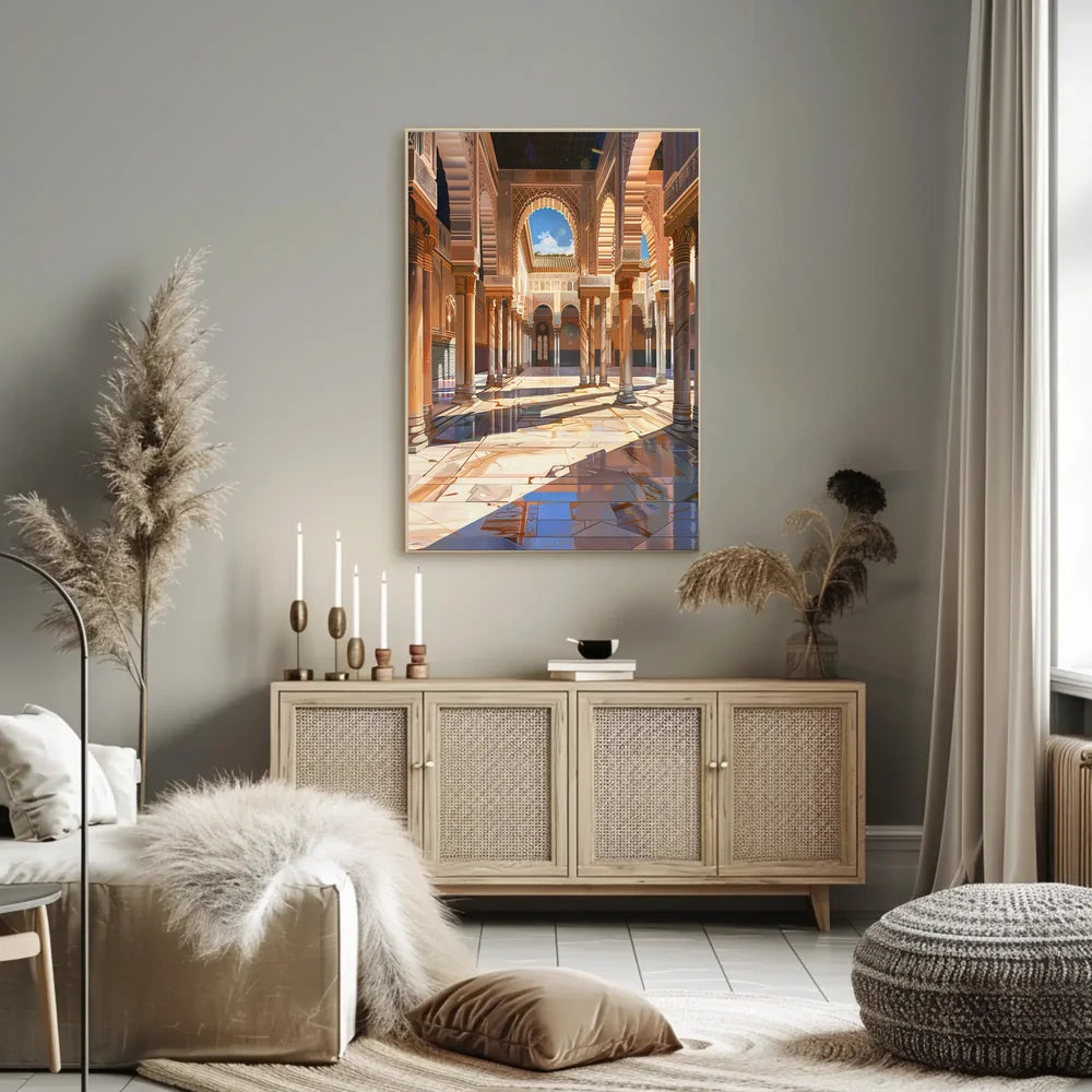 Ornate Moorish Architecture Poster: Alhambra-Inspired Art Print
