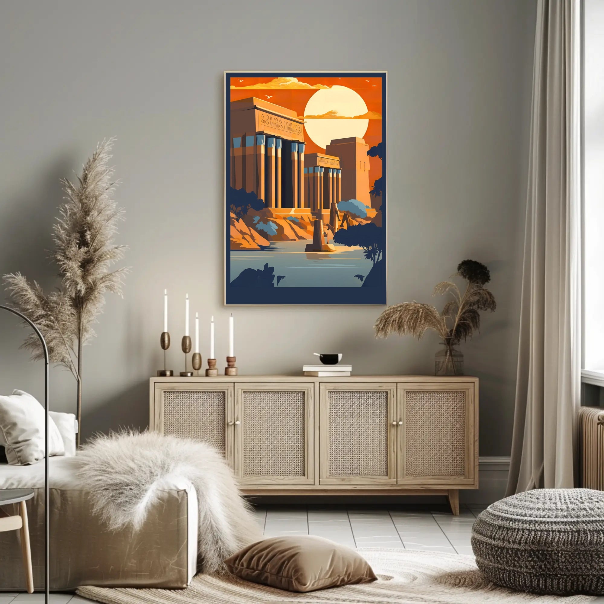 Ancient Egyptian Temple at Sunset Poster