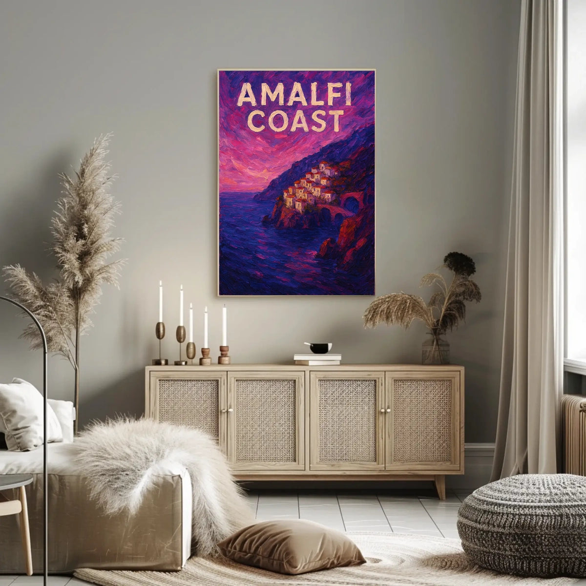 Amalfi Coast Poster for Coastal Home Decor Wall Art