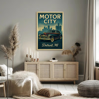 Motor City Detroit Vintage Poster Art Print PosterGoat