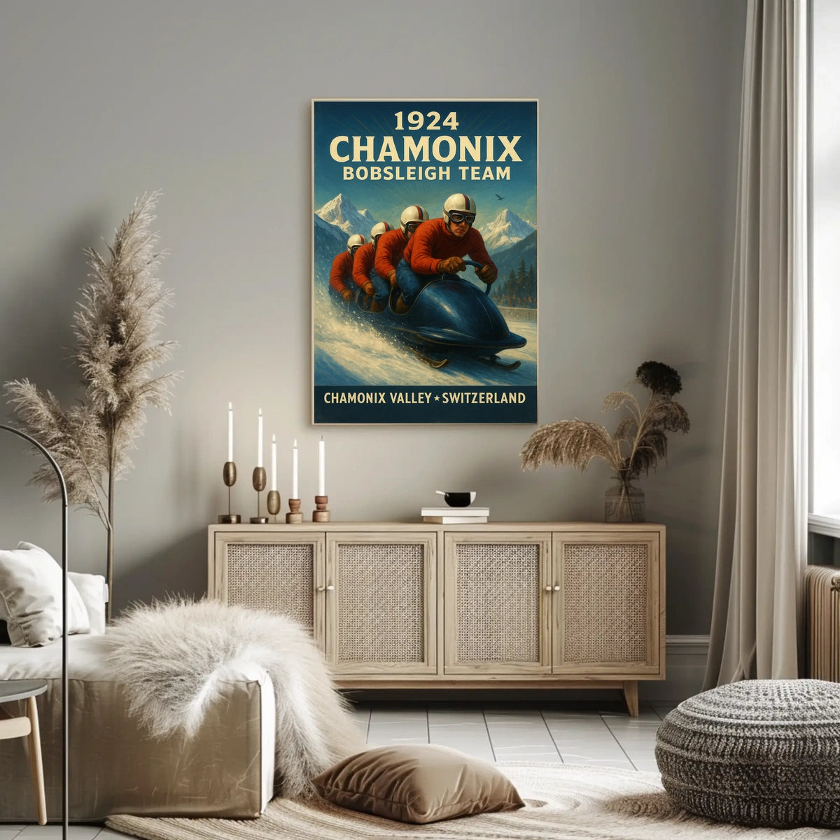 1924 Chamonix Bobsleigh Team Poster