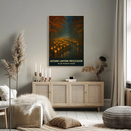 Autumn Lantern Festival Forest Cozy Impressionist Poster