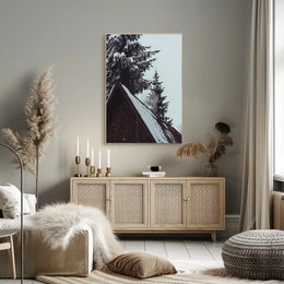 Serene Winter Cabin Scene National Park Poster