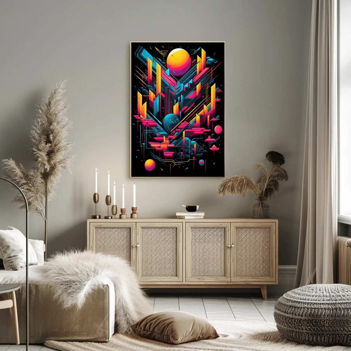 Neon Geometric Cosmos Poster