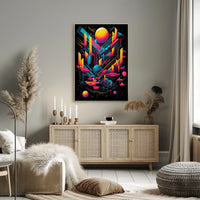 Neon Geometric Cosmos Poster