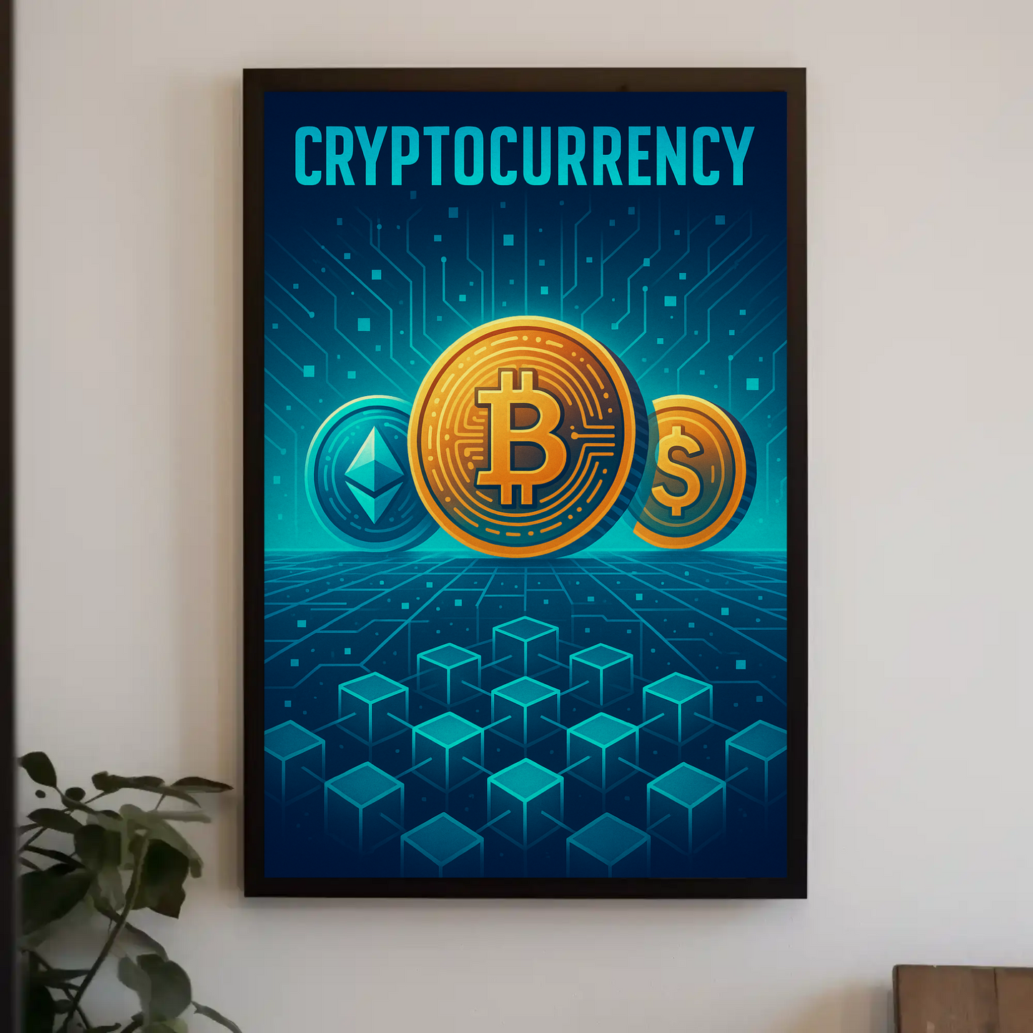 Cryptocurrency Futuristic Digital Tech Poster