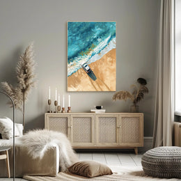 Stormy Cliffside Reflection: Photorealistic Fantasy Poster PosterGoat