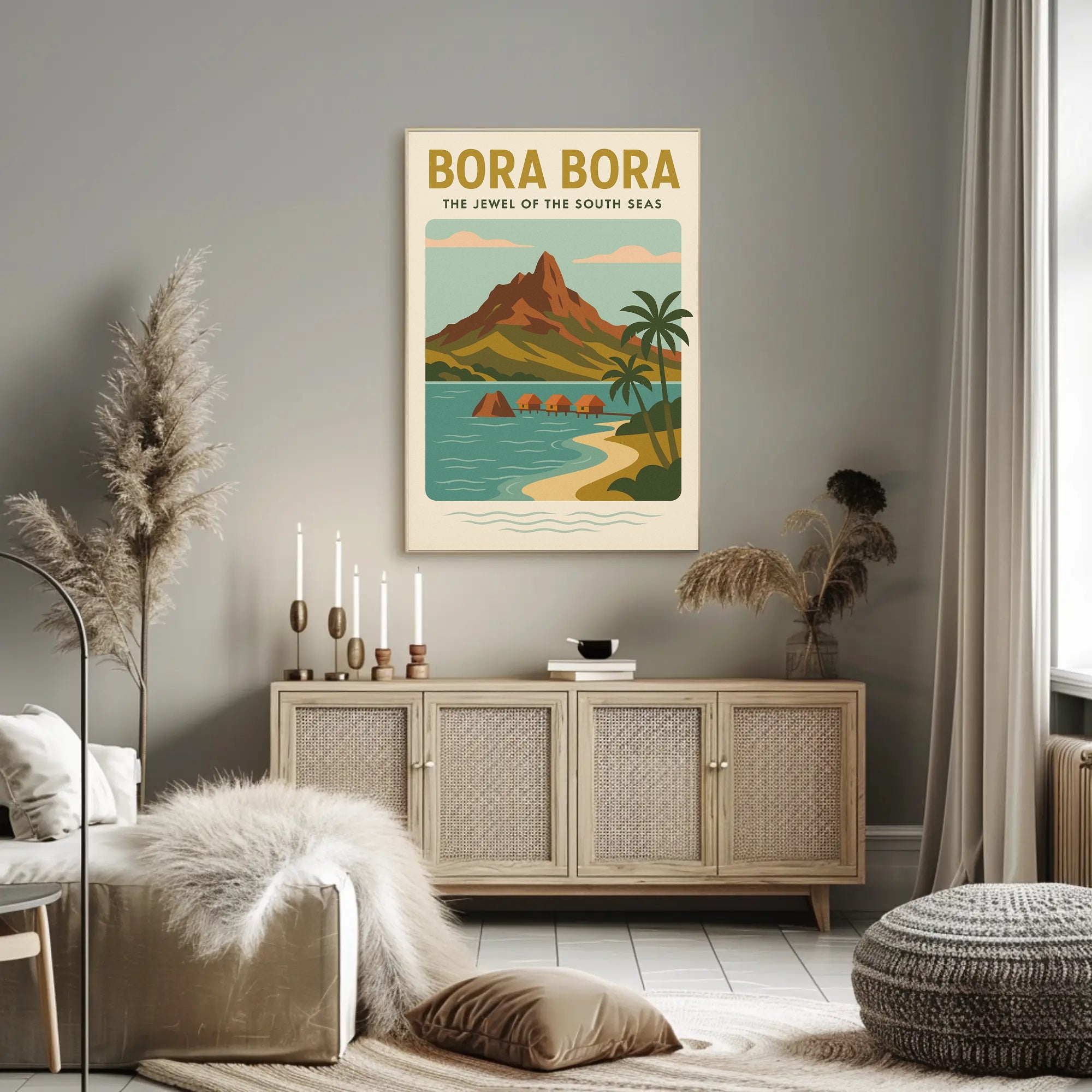 Bora Bora Serene Getaway Vintage Travel Poster PosterGoat