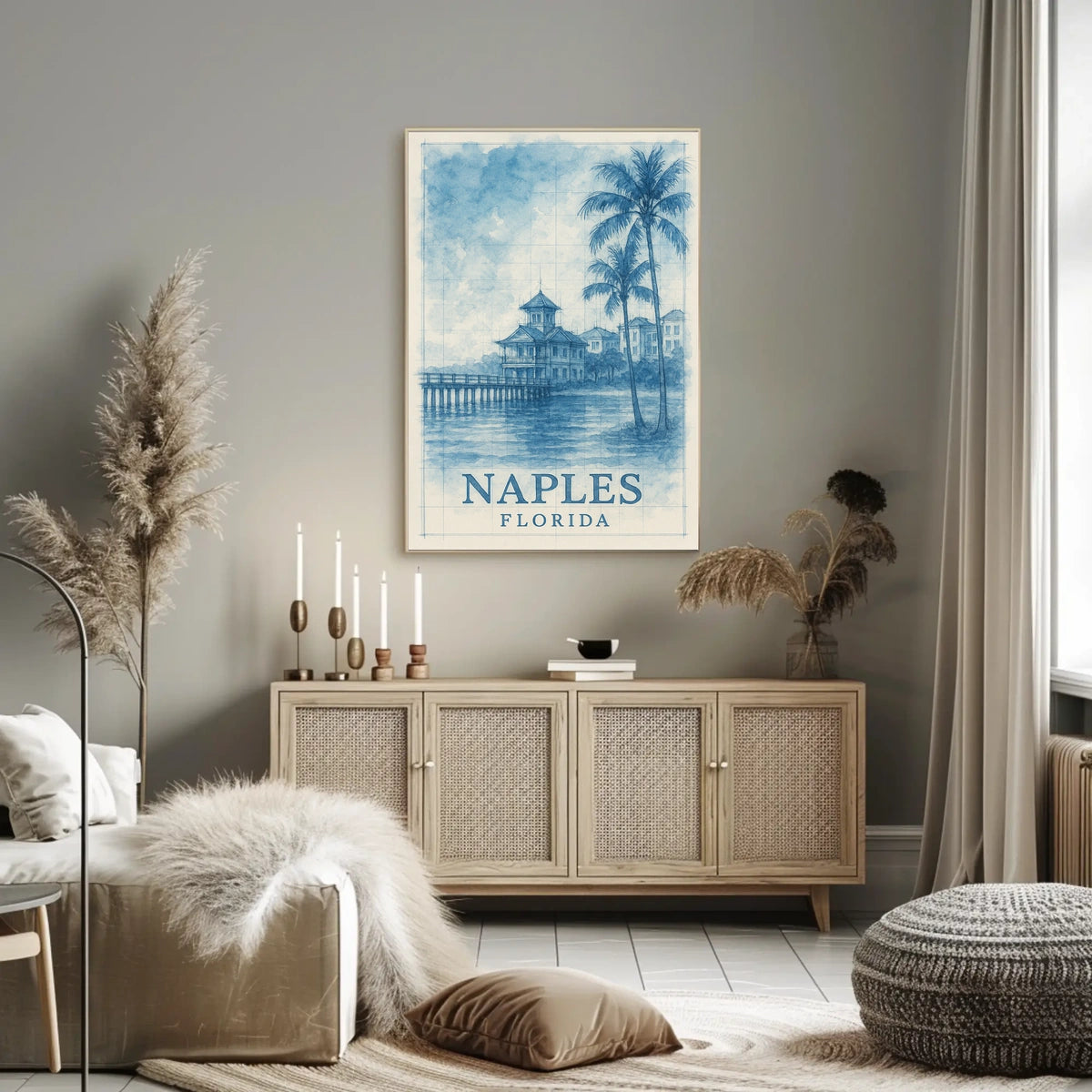 Naples Florida Poster Coastal Wall Art Beach Decor Sunset