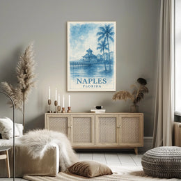 Naples Florida Poster Coastal Wall Art Beach Decor Sunset